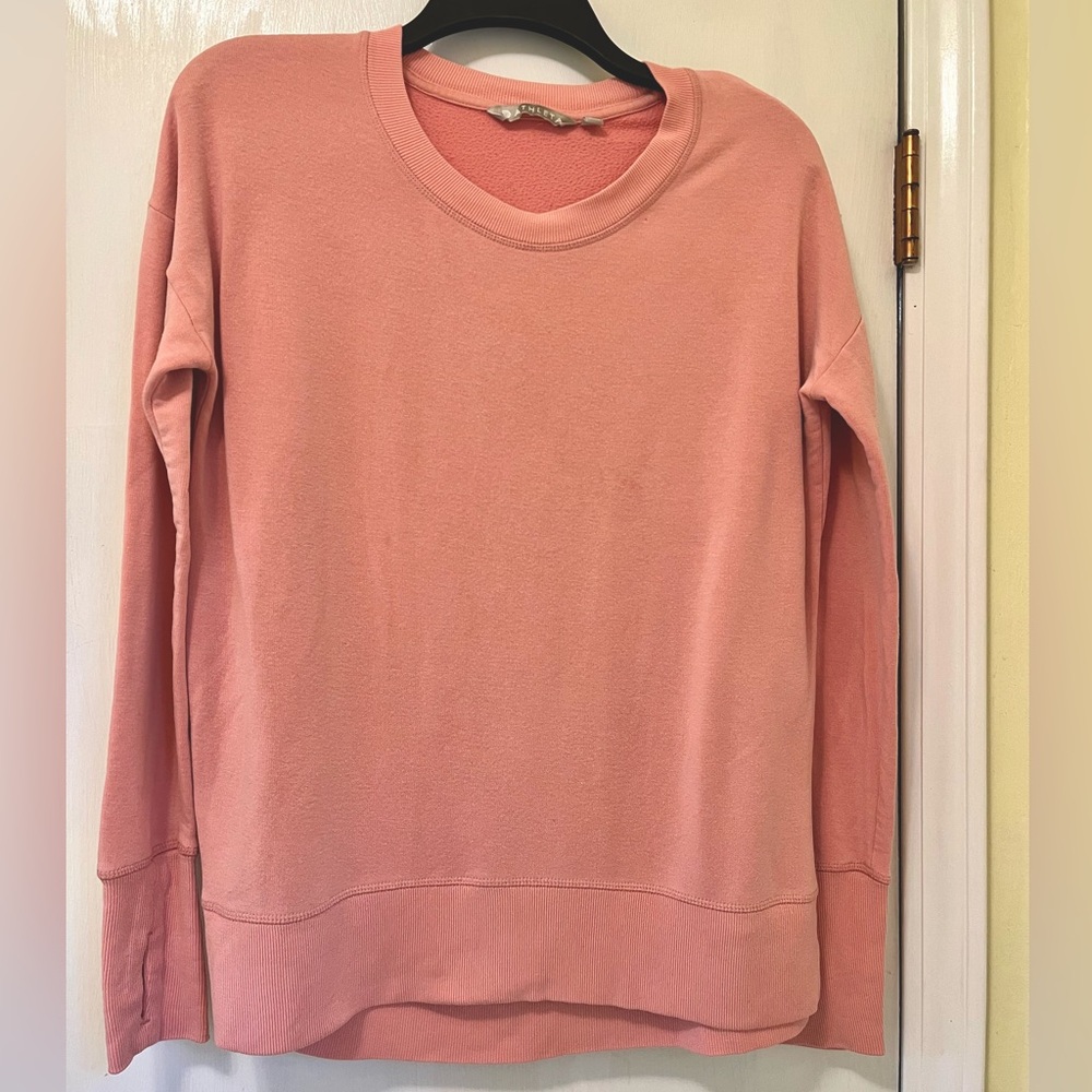 Athleta Coral Solid Pink Sweatshirt Crew Neck Sweater women Oversized Small